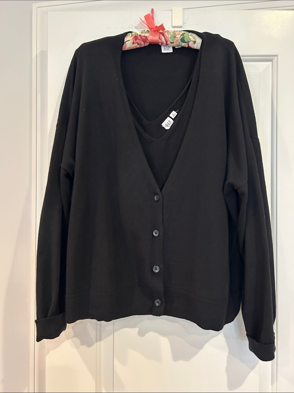 GAP Two Piece Black V-Neck Button-Front Cardigan